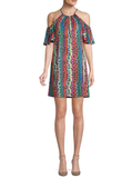 Trina Turk Viola Cold-Shoulder Floral Print Shift Dress, Multi