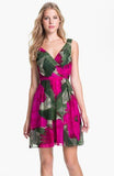Trina Turk Winston Silk Watercolor Floral Printed Dress, Magenta