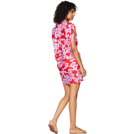 Trina Turk Bali Blossoms Printed Swimsuit Cover-Up Tunic, Red