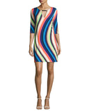 Trina Turk Bolero Wave-Stripe Jersey Shift Dress, Multi