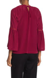 Trina Turk Brinley Bell Sleeve Silk Top, Red Garnet
