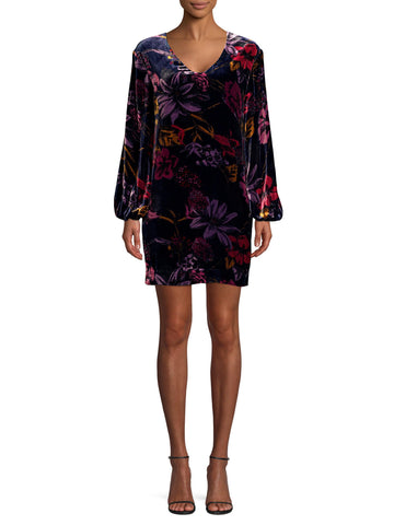 Trina Turk Eclair Floral-Print Velvet Shift Dress, Multi