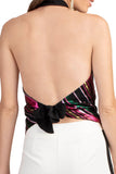 Trina Turk Tamika Open-Back Striped Metallic Halter Top, Multicolor