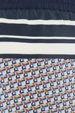 Vince Border Print Silk Drawstring Shorts, Coastal Blue