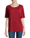 Vince Short Dolman-Sleeve Rayon-Jersey Tee, Claret Red