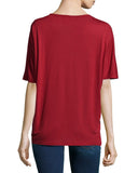 Vince Short Dolman-Sleeve Rayon-Jersey Tee, Claret Red