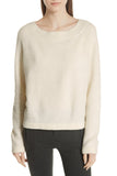 Vince Merino Wool Blend Tonal-Stripe Boxy Sweater, Off White
