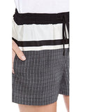 Vince Mixed Stripe Print Silk Shorts, Black/Ivory Combo