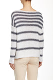 Vince Textured Stripe Linen Sweater, Coastal Blue/White
