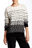 Vince Textured Stripe Wool Blend Sweater, Cream/Black