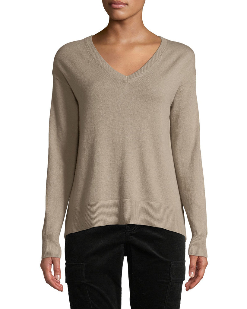 Vince Wool/Cashmere V-Neck Pullover Sweater, Wet Sand