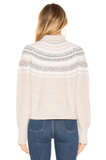 Vince Fair Isle Cropped Wool-Cashmere Turtleneck Sweater, Oatmeal