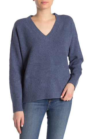 Vince V-Neck Soft-Knit Pullover Sweater, Stormy Blue