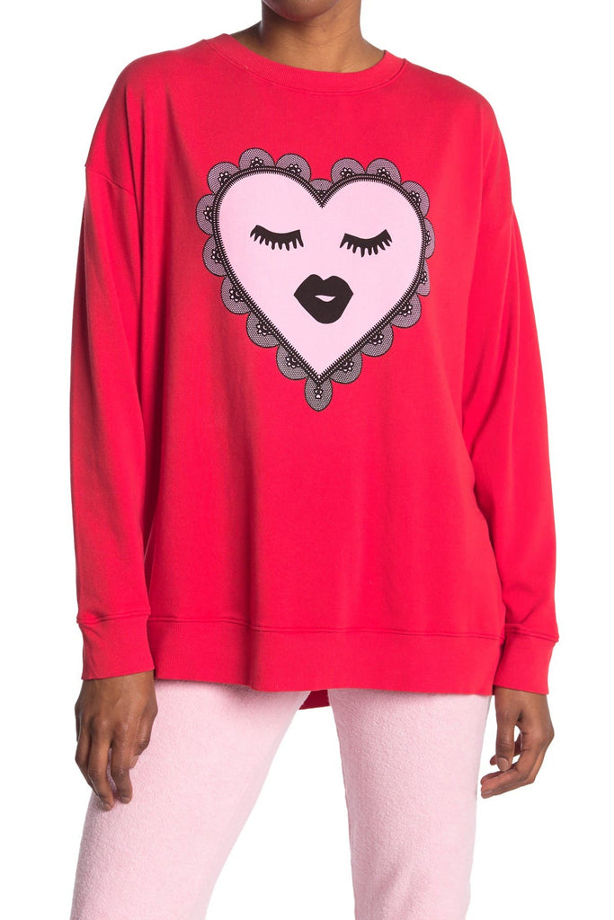 Wildfox Roadtrip Lovelace Pullover Sweatshirt, Tango Red/Pink